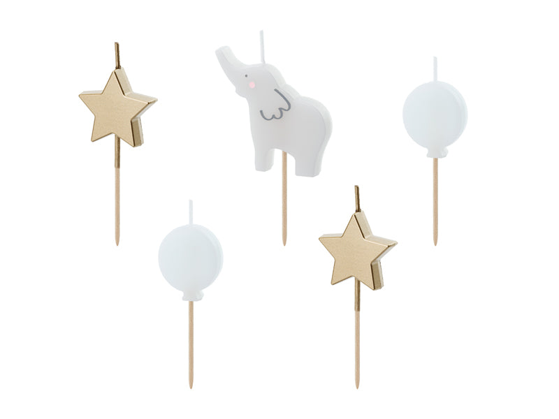 Party Deco - נרות יום הולדת Elephant, 3-5 cm, mix: 1pkt/5pc.