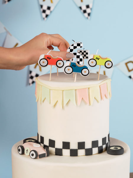 Party Deco - נרות יום הולדת Racing Cars, 2-3 cm, mix: 1pkt/5pc. - תמונה 2
