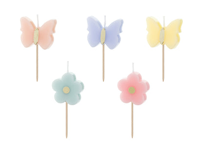 Party Deco - נרות יום הולדת Butterflies, 3.5 cm, mix: 1pkt/5pc.
