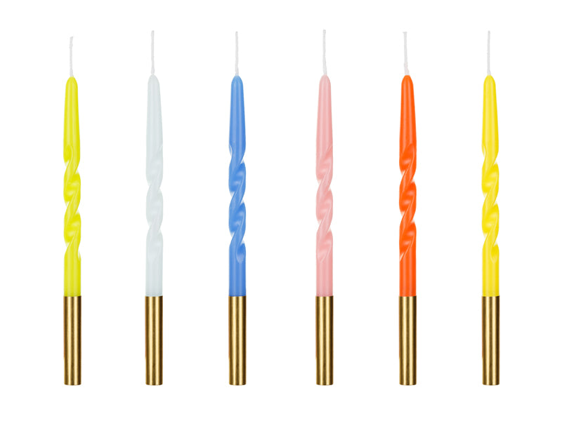 Party Deco - Twisted נרות יום הולדת mix, 14 cm: 1pkt/6pc.