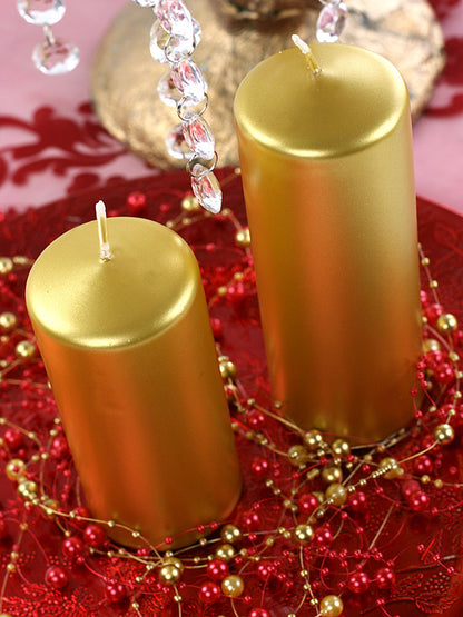 Party Deco - נר עמוד metallic, gold, 12 x 6cm: 1pkt/6pc. - תמונה 4