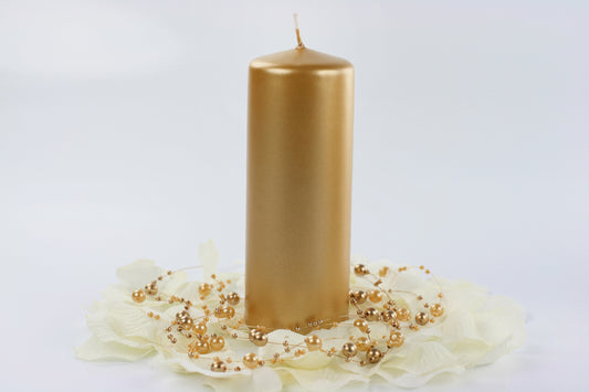 Party Deco - נר עמוד metallic, gold, 15 x 6cm: 1pkt/6pc. - תמונה 2