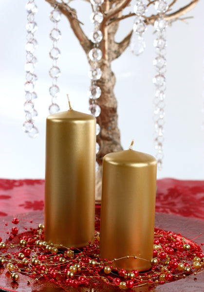 Party Deco - נר עמוד metallic, gold, 15 x 6cm: 1pkt/6pc. - תמונה 3