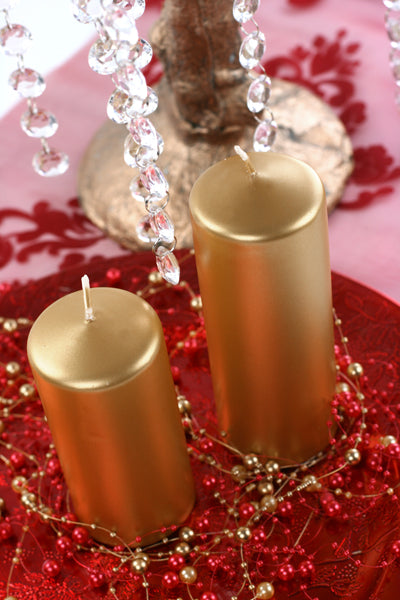 Party Deco - נר עמוד metallic, gold, 15 x 6cm: 1pkt/6pc. - תמונה 4