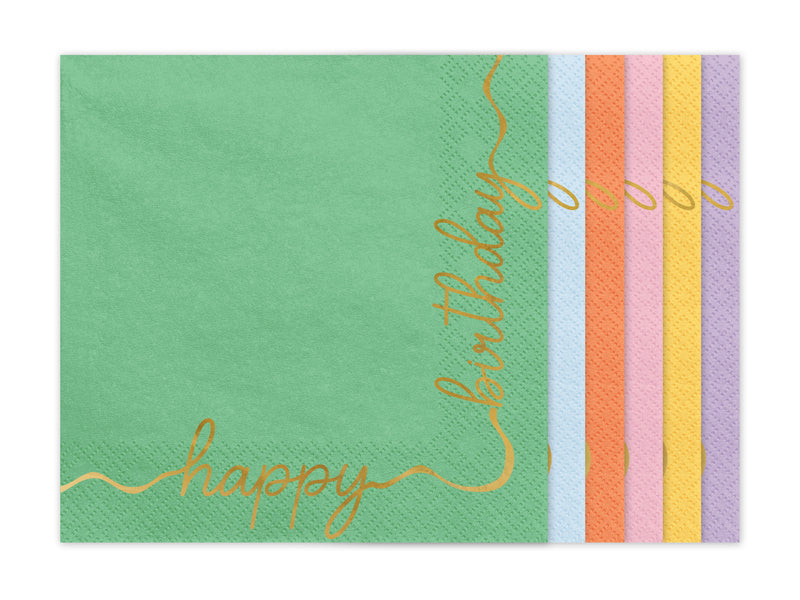 Party Deco - מפיות נייר Happy Birthday, mix, 33x33 cm: 1pkt/12pc.