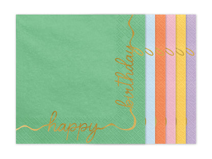 Party Deco - מפיות נייר Happy Birthday, mix, 33x33 cm: 1pkt/12pc.