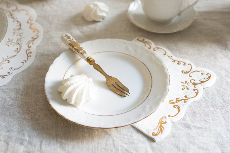 Party Deco - מפיות עם עיטור 33x33 cm, white: 1pkt/12pc. - תמונה 3