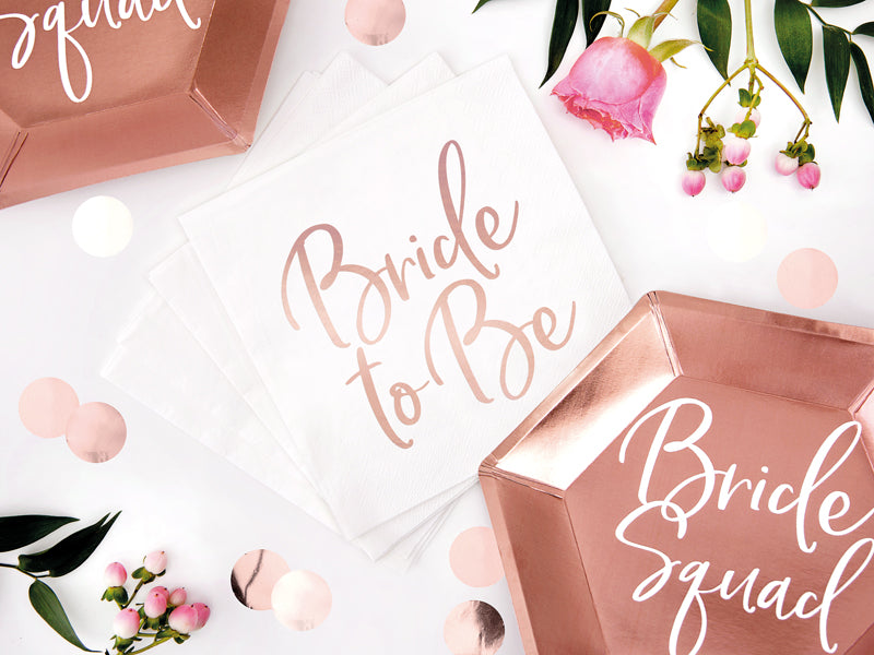 Party Deco - Napkins Bride to be, rose gold, 33x33cm: 1pkt/20pc. - תמונה 3