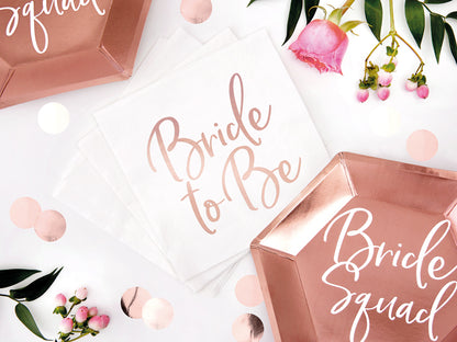 Party Deco - Napkins Bride to be, rose gold, 33x33cm: 1pkt/20pc. - תמונה 3