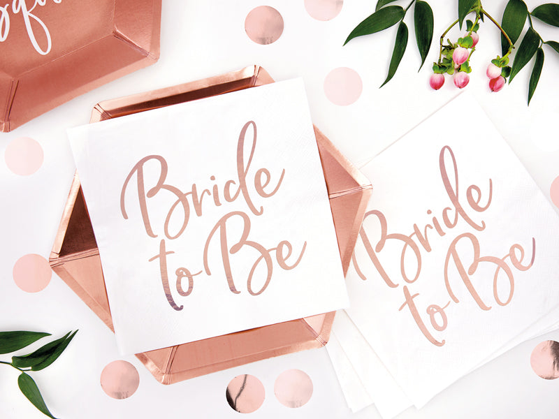 Party Deco - Napkins Bride to be, rose gold, 33x33cm: 1pkt/20pc. - תמונה 4