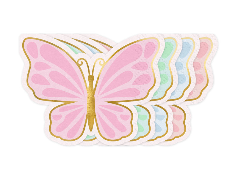 Party Deco - Butterfly Napkins, Mix, 16x12 cm: 1pkt/12pc.