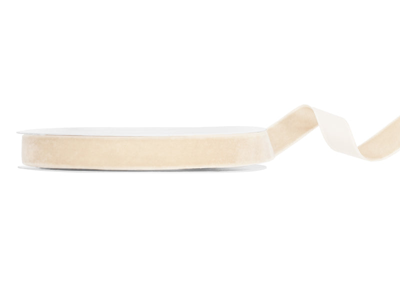Party Deco - Velour ribbon, beige, 15mm/10m