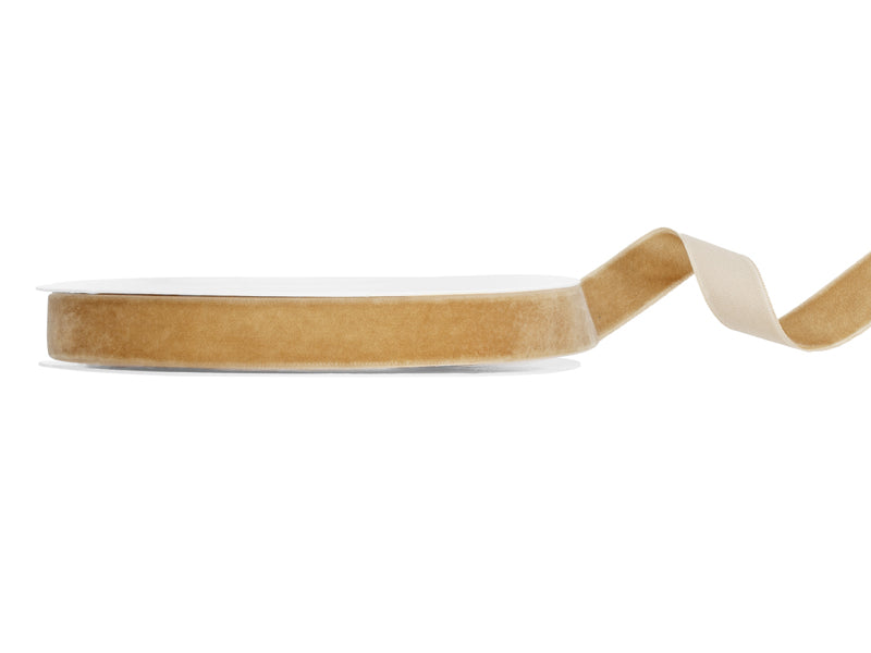 Party Deco - Velour ribbon, cold gold, 15mm/10m