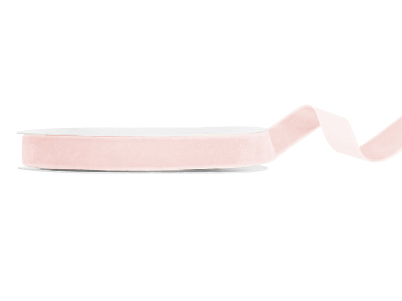 Party Deco - Velour ribbon, light pink, 15mm/10m