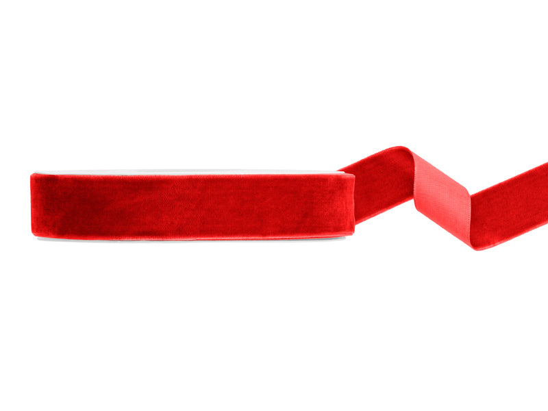 Party Deco - Velour ribbon, red, 25mm/10m