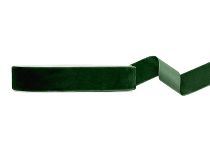 Party Deco - Velour ribbon, bottle green, 25mm/10m