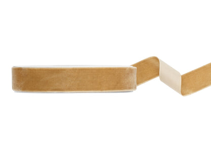 Party Deco - Velour ribbon, cold gold, 25mm/10m