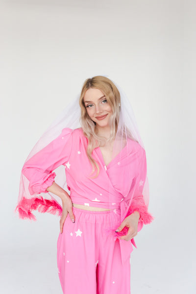 Party Deco - וילון פרנזים pink, 69cm - תמונה 3