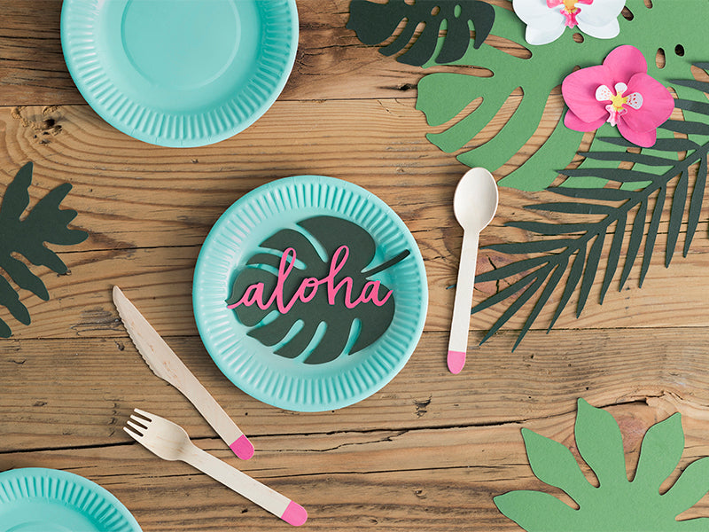 Party Deco - כרטיסי מקום Aloha - Monstera: 1pkt/6pc. - תמונה 2
