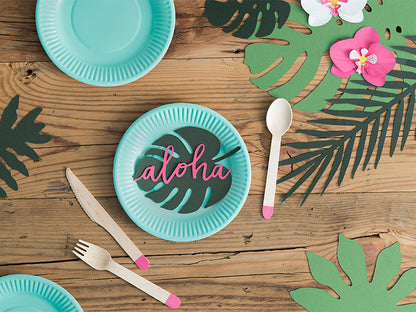 Party Deco - כרטיסי מקום Aloha - Monstera: 1pkt/6pc. - תמונה 2