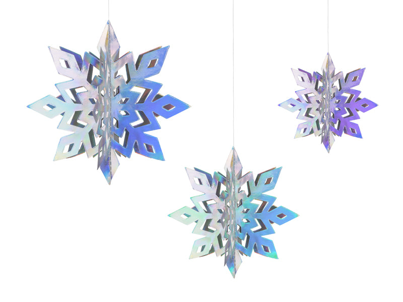Party Deco - קישוט תליה פתיתי שלג iridescent, 15- 25cm