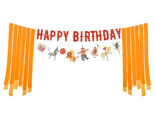 PartyDeco - באנר Happy Birthday קרקס 275 ס"מ