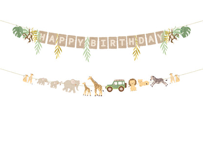 PartyDeco - באנר Happy Birthday ספארי