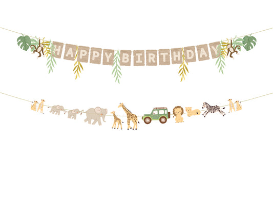 PartyDeco - באנר Happy Birthday ספארי
