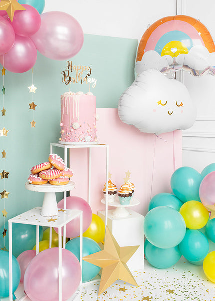 PartyDeco - קישוט עוגה Happy Birthday זהב