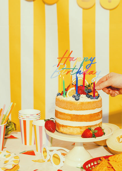 PartyDeco - קישוט עוגה אקריליק Happy Birthday מיקס