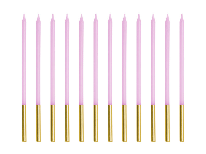 PartyDeco - נרות יום הולדת חלקים סגול 14 ס"מ