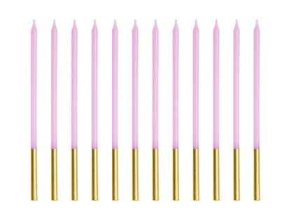 PartyDeco - נרות יום הולדת חלקים סגול 14 ס"מ