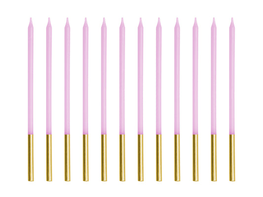 PartyDeco - נרות יום הולדת חלקים סגול 14 ס"מ