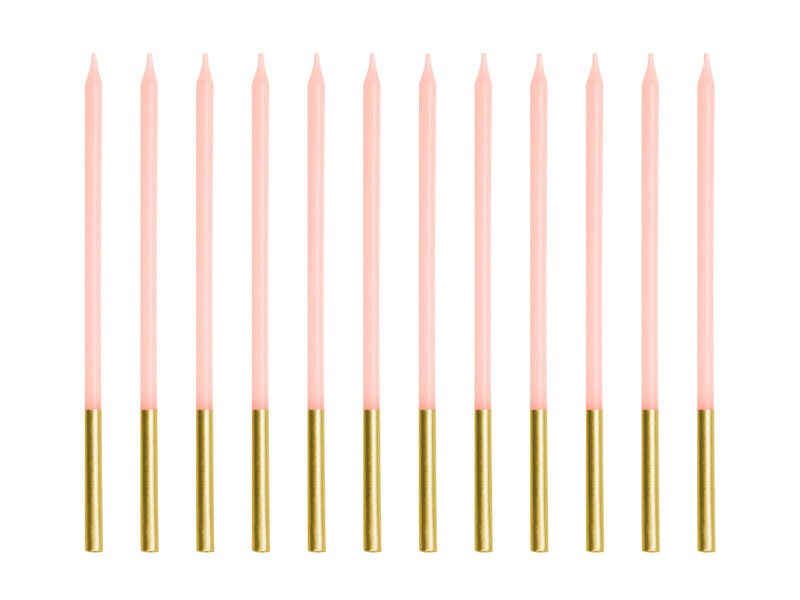 PartyDeco - נרות יום הולדת חלקים ורוד 14 ס"מ