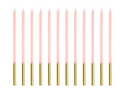 PartyDeco - נרות יום הולדת חלקים ורוד 14 ס"מ
