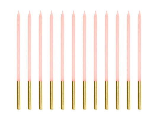 PartyDeco - נרות יום הולדת חלקים ורוד 14 ס"מ