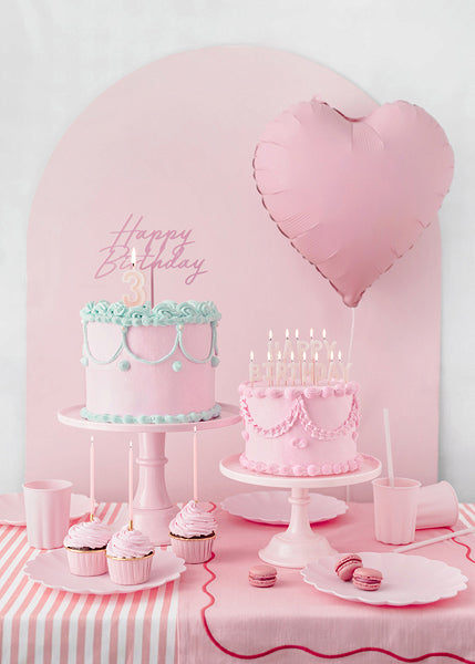 PartyDeco - נרות יום הולדת חלקים ורוד 14 ס"מ