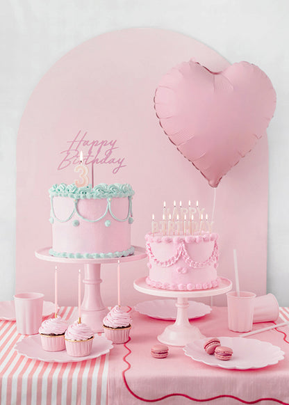 PartyDeco - נרות יום הולדת חלקים ורוד 14 ס"מ