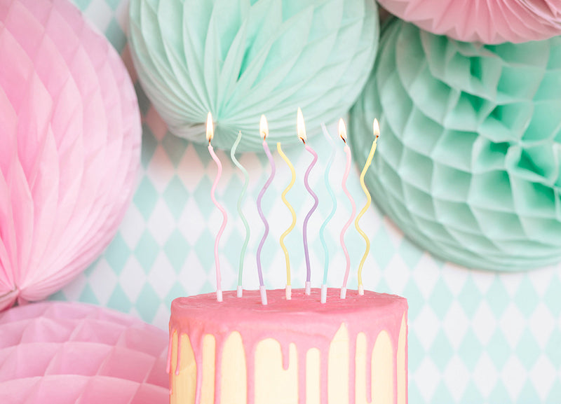 PartyDeco - נרות יום הולדת מסולסלים מיקס 14 ס"מ