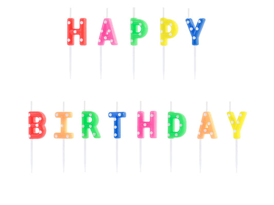 PartyDeco - נרות יום הולדת Happy Birthday מיקס 2.5 ס"מ