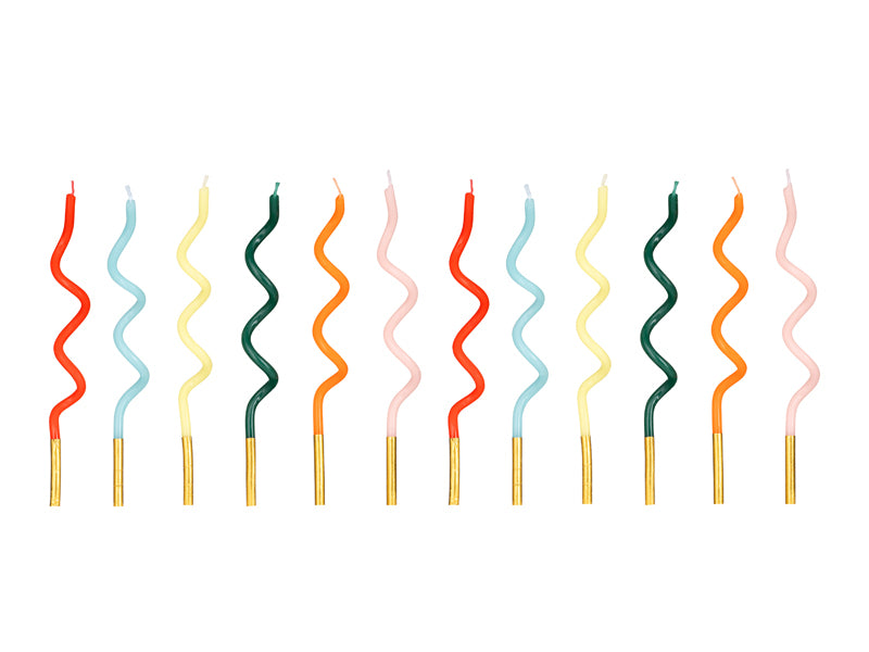 PartyDeco - נרות יום הולדת מסולסלים קשת בענן 14 ס"מ