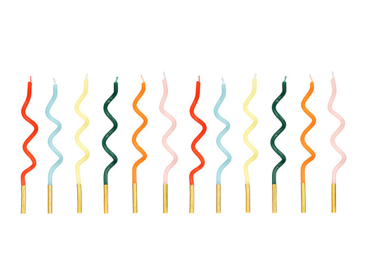 PartyDeco - נרות יום הולדת מסולסלים קשת בענן 14 ס"מ