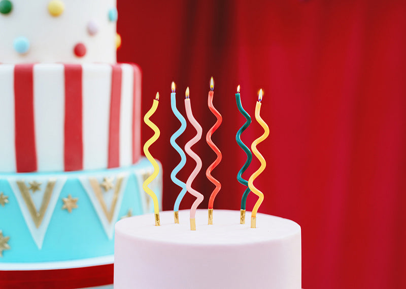 PartyDeco - נרות יום הולדת מסולסלים קשת בענן 14 ס"מ