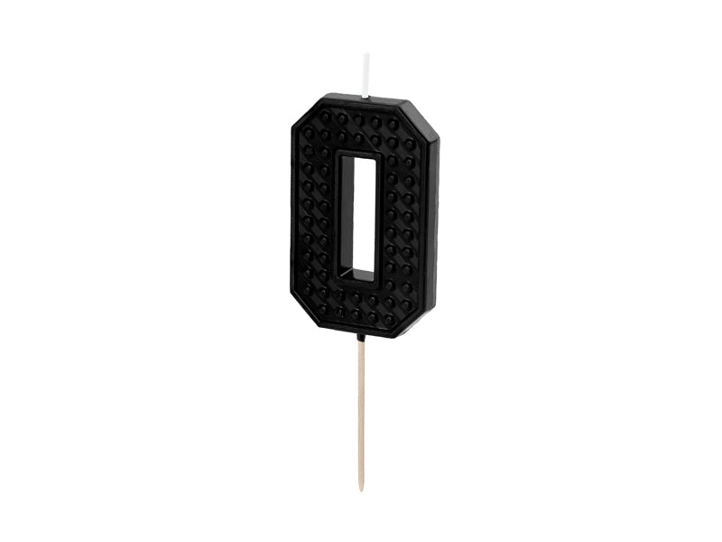 PartyDeco - נר יום הולדת ספרה 0 - שחור