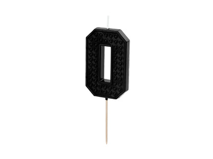 PartyDeco - נר יום הולדת ספרה 0 - שחור