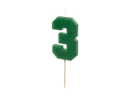 PartyDeco - נר יום הולדת ספרה 3 - ירוק