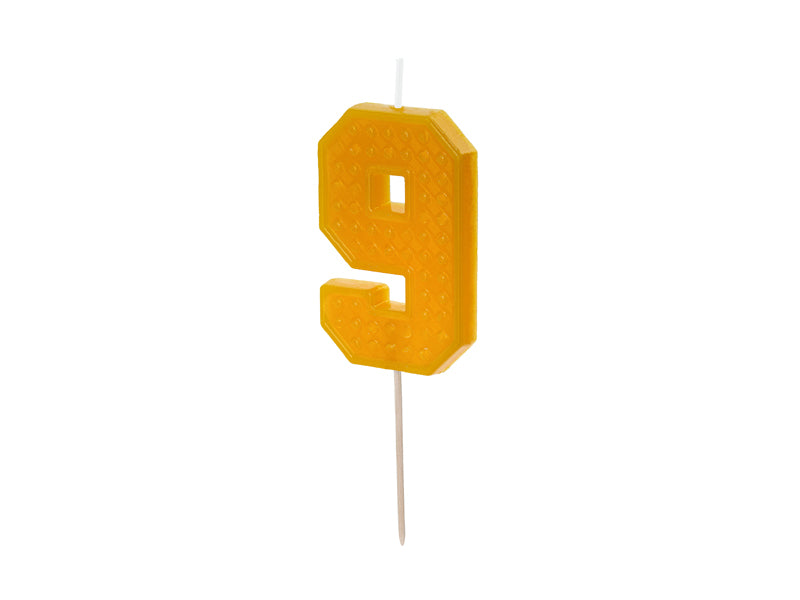 PartyDeco - נר יום הולדת ספרה 9 - צהוב