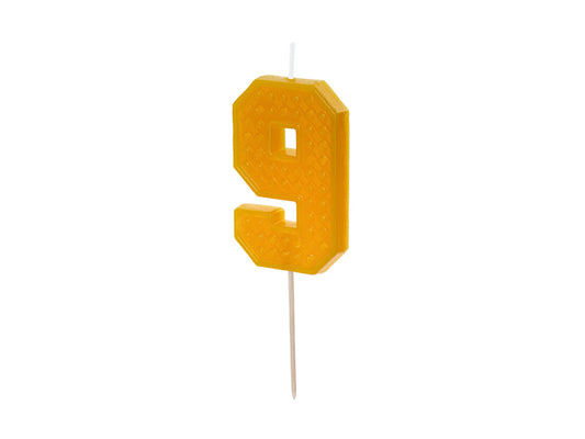 PartyDeco - נר יום הולדת ספרה 9 - צהוב