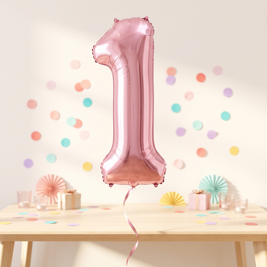בלון ספרה 1 ורוד 34"