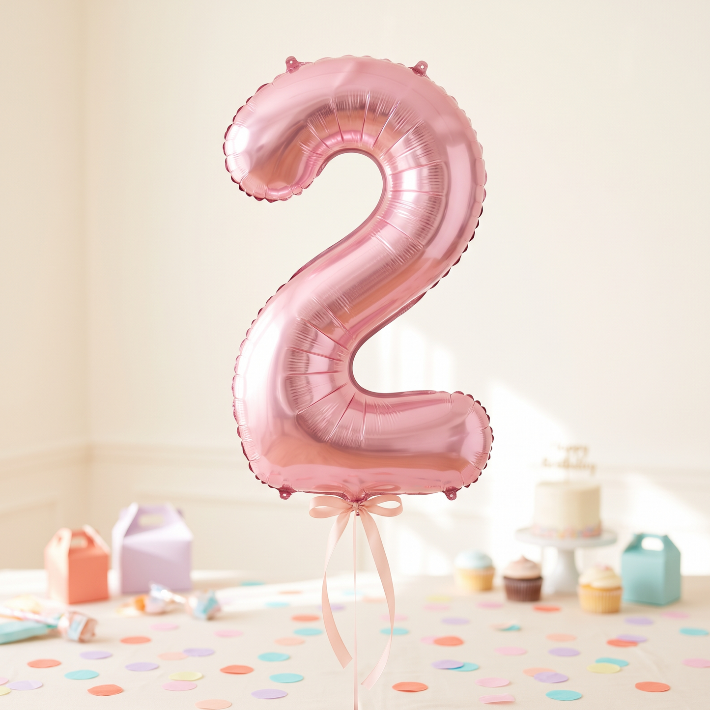 בלון ספרה 2 ורוד 34"